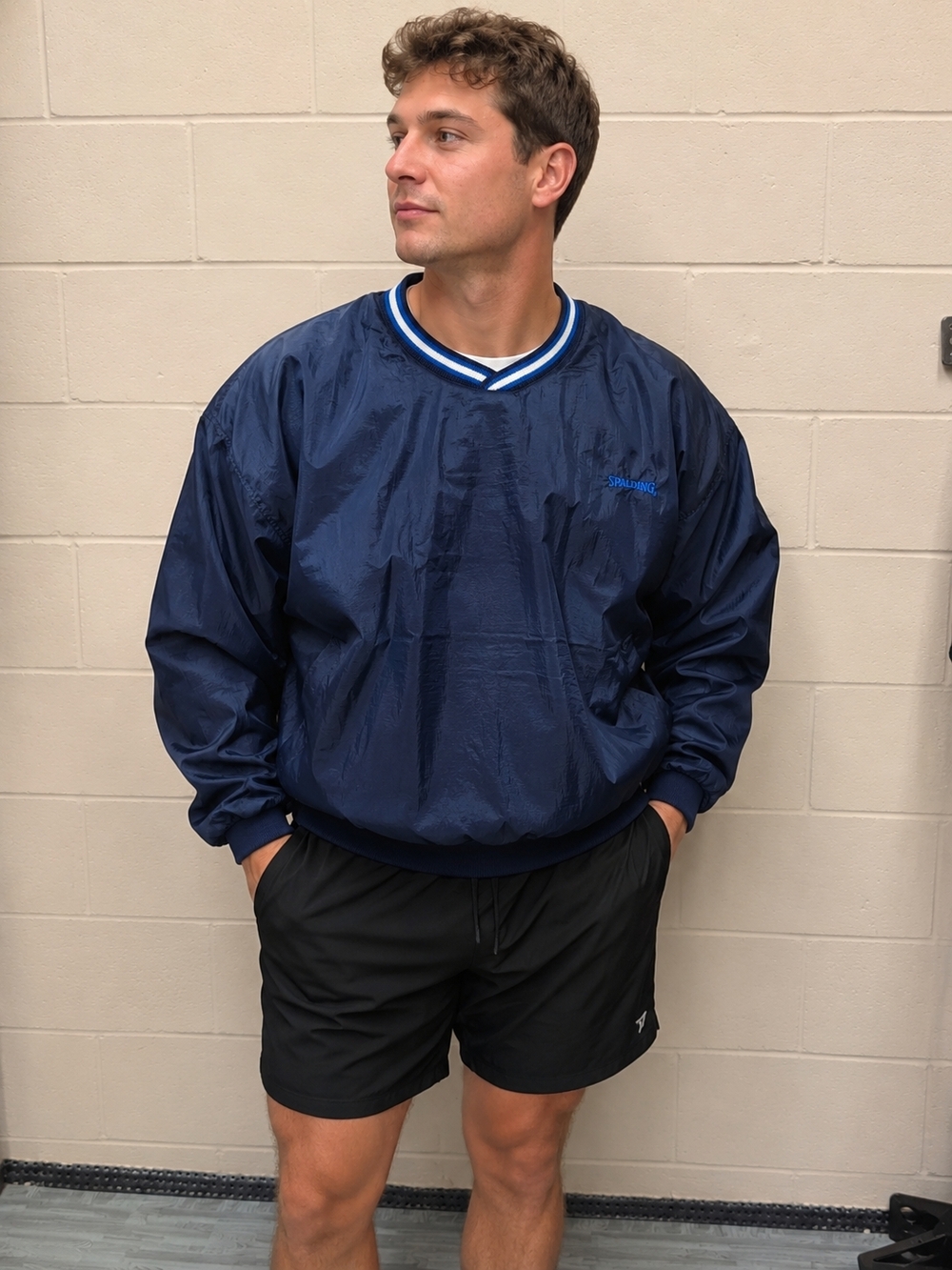 Spalding Men's Navy Pullover Windbreaker Jacket